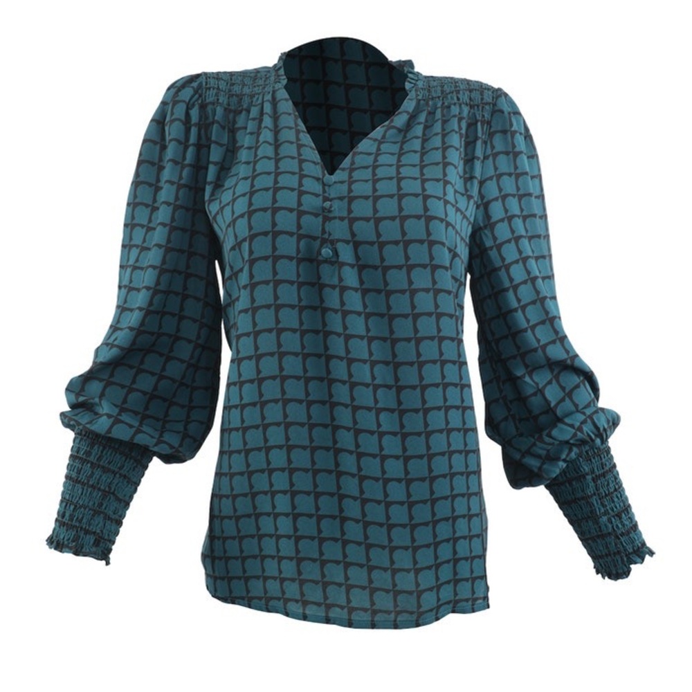 Zac & Rachel Teal Geometric Blouse